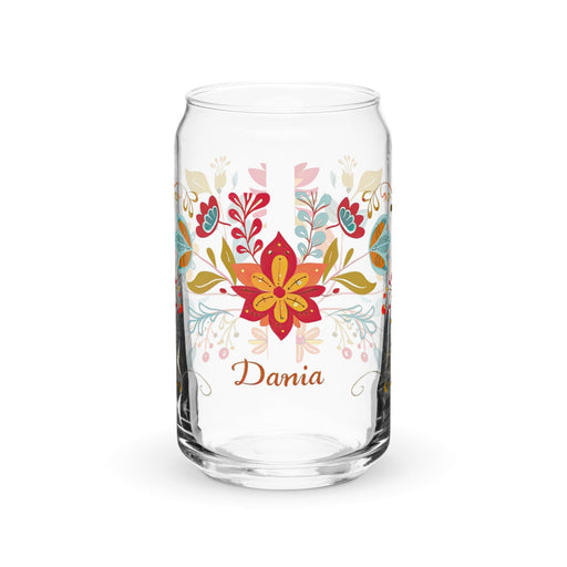 Dania Exclusive Name Art Piece Can-Shaped Glass Home Office Work Mexican Spanish Pride Gift Cup One-Of-A-Kind Calligraphy Glass | D30 Mexicada 16 oz