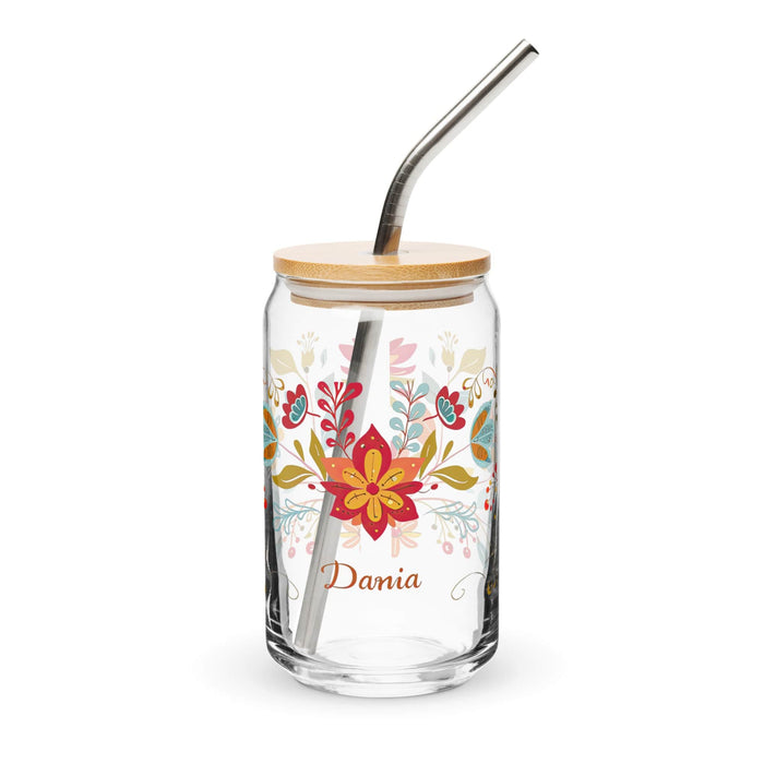 Dania Exclusive Name Art Piece Can-Shaped Glass Home Office Work Mexican Spanish Pride Gift Cup One-Of-A-Kind Calligraphy Glass | D30 Mexicada 16 oz With Lid & Straw