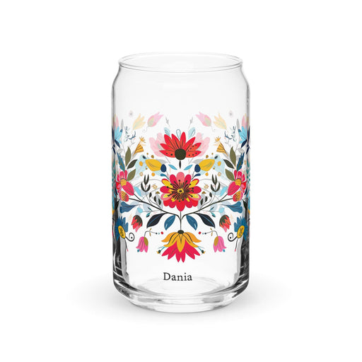 Dania Exclusive Name Art Piece Can-Shaped Glass Home Office Work Mexican Spanish Pride Gift Cup One-Of-A-Kind Calligraphy Glass | D32 Mexicada 16 oz