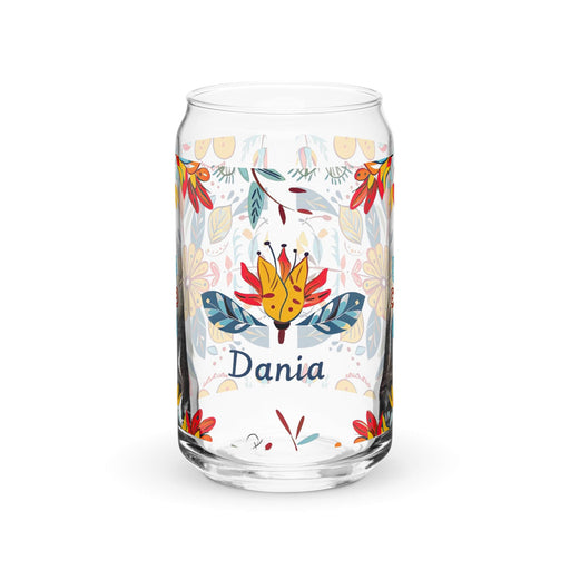 Dania Exclusive Name Art Piece Can-Shaped Glass Home Office Work Mexican Spanish Pride Gift Cup One-Of-A-Kind Calligraphy Glass | D35 Mexicada 16 oz