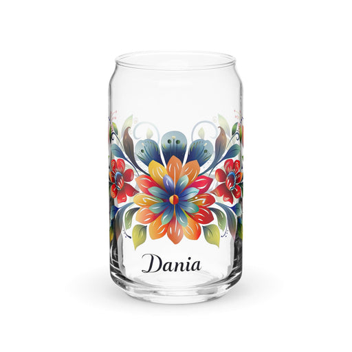 Dania Exclusive Name Art Piece Can-Shaped Glass Home Office Work Mexican Spanish Pride Gift Cup One-Of-A-Kind Calligraphy Glass | D4 Mexicada 16 oz