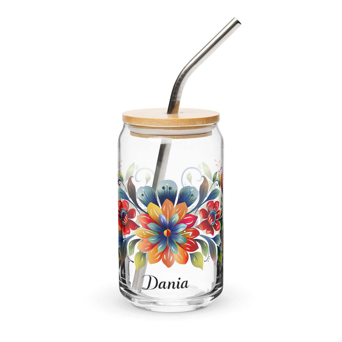 Dania Exclusive Name Art Piece Can-Shaped Glass Home Office Work Mexican Spanish Pride Gift Cup One-Of-A-Kind Calligraphy Glass | D4 Mexicada 16 oz With Lid & Straw