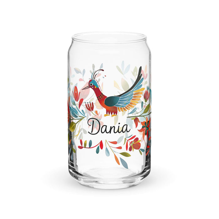 Dania Exclusive Name Art Piece Can-Shaped Glass Home Office Work Mexican Spanish Pride Gift Cup One-Of-A-Kind Calligraphy Glass | D5 Mexicada 16 oz