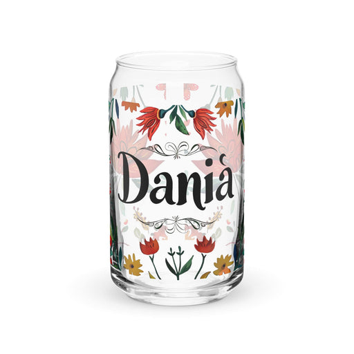 Dania Exclusive Name Art Piece Can-Shaped Glass Home Office Work Mexican Spanish Pride Gift Cup One-Of-A-Kind Calligraphy Glass | D6 Mexicada 16 oz (No Lid No Straw)