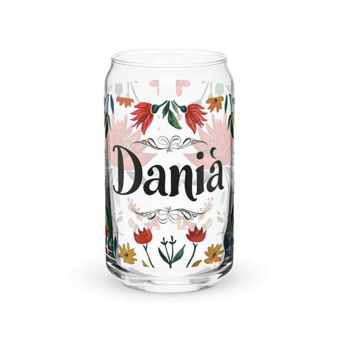 Dania Exclusive Name Art Piece Can-Shaped Glass Home Office Work Mexican Spanish Pride Gift Cup One-Of-A-Kind Calligraphy Glass | D6 Mexicada 16 oz (No Lid No Straw)