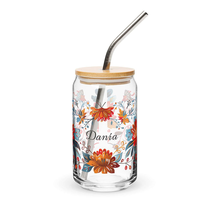 Dania Exclusive Name Art Piece Can-Shaped Glass Home Office Work Mexican Spanish Pride Gift Cup One-Of-A-Kind Calligraphy Glass | D7 Mexicada 16 oz With Lid & Straw