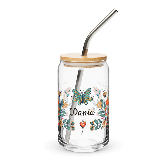 Dania Exclusive Name Art Piece Can-Shaped Glass Home Office Work Mexican Spanish Pride Gift Cup One-Of-A-Kind Calligraphy Glass | D9 Mexicada 16 oz With Lid & Straw