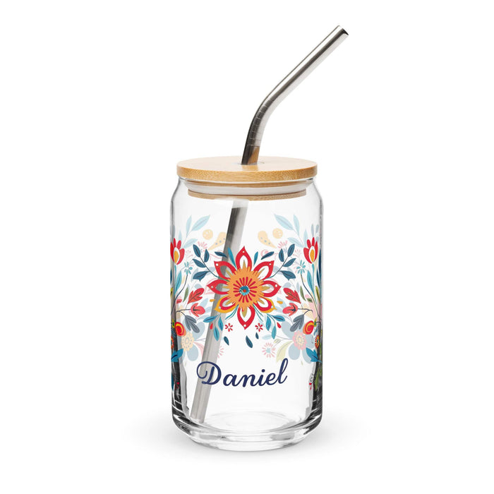 Daniel Exclusive Name Art Piece Can-Shaped Glass Home Office Work Mexican Spanish Pride Gift Cup One-Of-A-Kind Calligraphy Glass | D10 Mexicada 16 oz With Lid & Straw