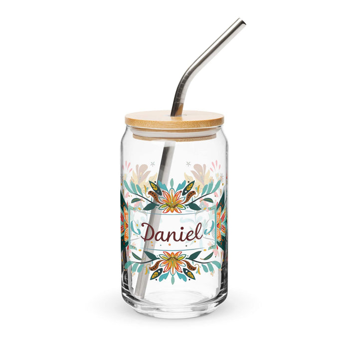 Daniel Exclusive Name Art Piece Can-Shaped Glass Home Office Work Mexican Spanish Pride Gift Cup One-Of-A-Kind Calligraphy Glass | D15 Mexicada 16 oz With Lid & Straw