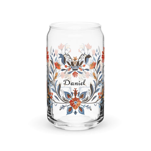 Daniel Exclusive Name Art Piece Can-Shaped Glass Home Office Work Mexican Spanish Pride Gift Cup One-Of-A-Kind Calligraphy Glass | D2 Mexicada 16 oz (No Lid No Straw)