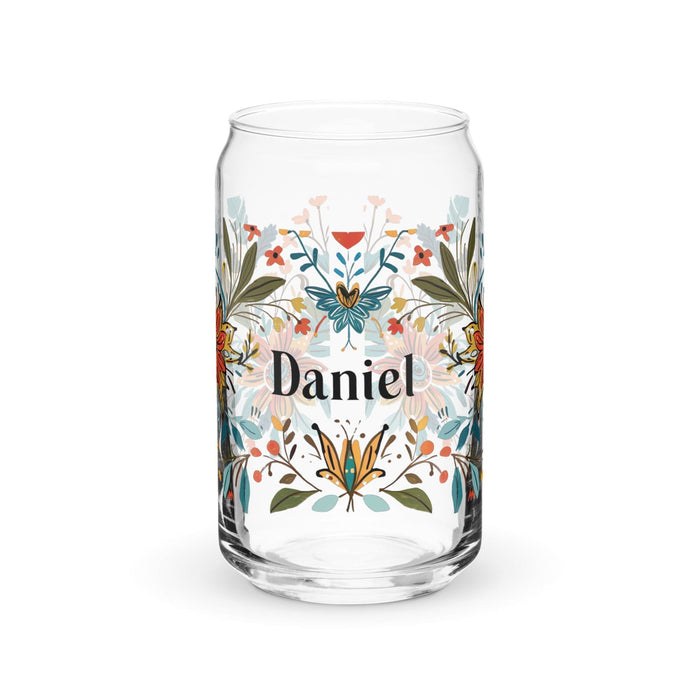 Daniel Exclusive Name Art Piece Can-Shaped Glass Home Office Work Mexican Spanish Pride Gift Cup One-Of-A-Kind Calligraphy Glass | D5 Mexicada 16 oz (No Lid No Straw)