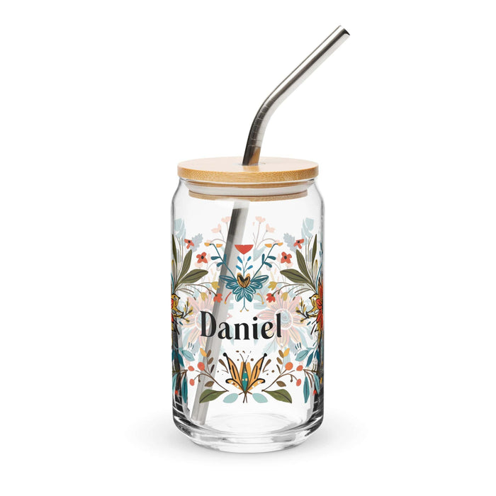 Daniel Exclusive Name Art Piece Can-Shaped Glass Home Office Work Mexican Spanish Pride Gift Cup One-Of-A-Kind Calligraphy Glass | D5 Mexicada 16 oz With Lid & Straw