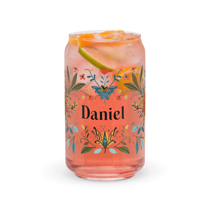 Daniel Exclusive Name Art Piece Can-Shaped Glass Home Office Work Mexican Spanish Pride Gift Cup One-Of-A-Kind Calligraphy Glass | D5 Mexicada