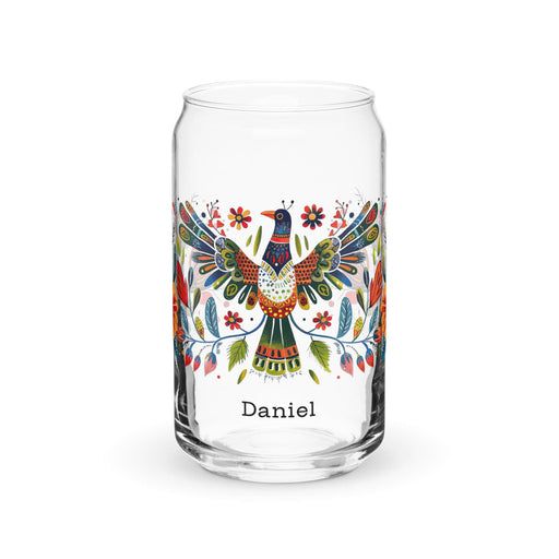 Daniel Exclusive Name Art Piece Can-Shaped Glass Home Office Work Mexican Spanish Pride Gift Cup One-Of-A-Kind Calligraphy Glass | D7 Mexicada 16 oz