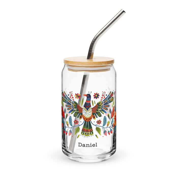 Daniel Exclusive Name Art Piece Can-Shaped Glass Home Office Work Mexican Spanish Pride Gift Cup One-Of-A-Kind Calligraphy Glass | D7 Mexicada 16 oz With Lid & Straw