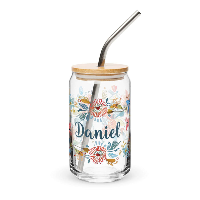 Daniel Exclusive Name Art Piece Can-Shaped Glass Home Office Work Mexican Spanish Pride Gift Cup One-Of-A-Kind Calligraphy Glass | D9 Mexicada 16 oz With Lid & Straw