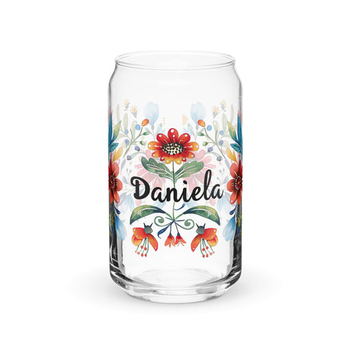 Daniela Exclusive Name Art Piece Can-Shaped Glass Home Office Work Mexican Spanish Pride Gift Cup One-Of-A-Kind Calligraphy Glass | D1 Mexicada 16 oz