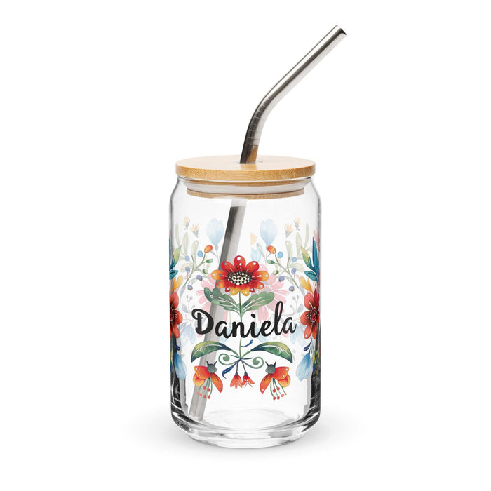 Daniela Exclusive Name Art Piece Can-Shaped Glass Home Office Work Mexican Spanish Pride Gift Cup One-Of-A-Kind Calligraphy Glass | D1 Mexicada 16 oz With Lid & Straw