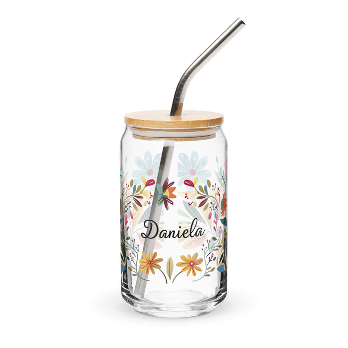 Daniela Exclusive Name Art Piece Can-Shaped Glass Home Office Work Mexican Spanish Pride Gift Cup One-Of-A-Kind Calligraphy Glass | D10 Mexicada 16 oz With Lid & Straw