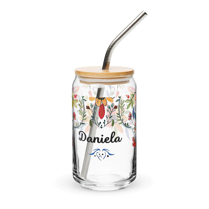 Daniela Exclusive Name Art Piece Can-Shaped Glass Home Office Work Mexican Spanish Pride Gift Cup One-Of-A-Kind Calligraphy Glass | D11 Mexicada 16 oz With Lid & Straw