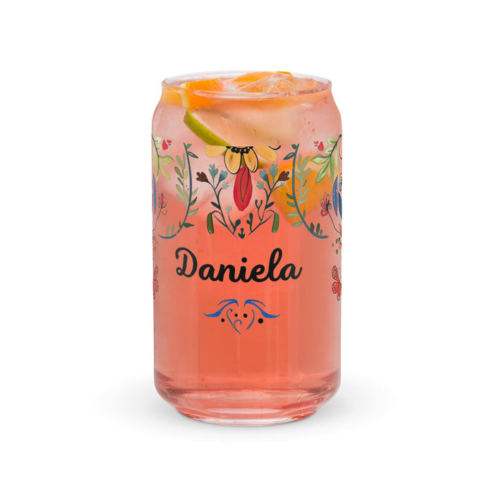 Daniela Exclusive Name Art Piece Can-Shaped Glass Home Office Work Mexican Spanish Pride Gift Cup One-Of-A-Kind Calligraphy Glass | D11 Mexicada