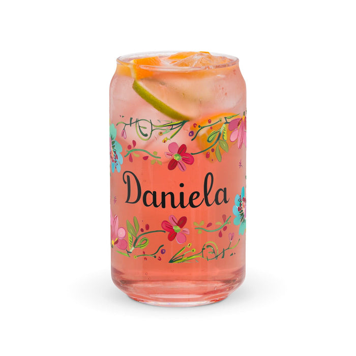 Daniela Exclusive Name Art Piece Can-Shaped Glass Home Office Work Mexican Spanish Pride Gift Cup One-Of-A-Kind Calligraphy Glass | D12 Mexicada