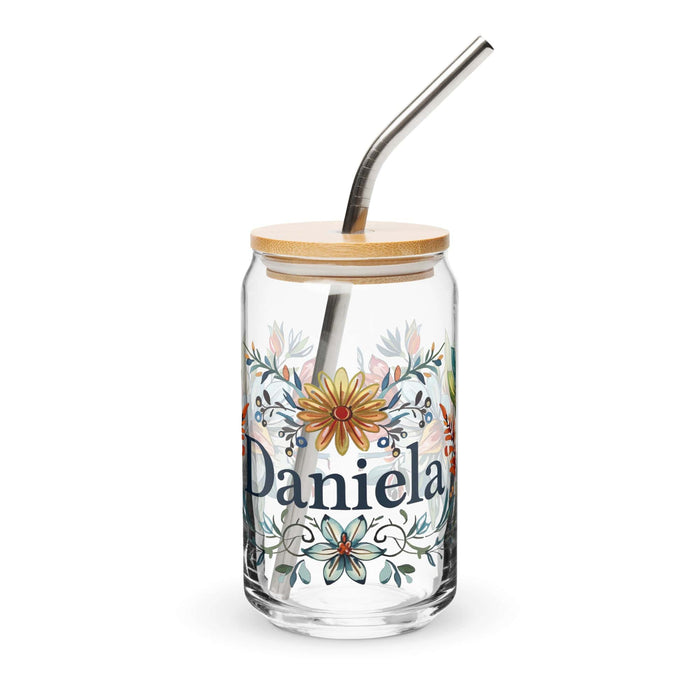 Daniela Exclusive Name Art Piece Can-Shaped Glass Home Office Work Mexican Spanish Pride Gift Cup One-Of-A-Kind Calligraphy Glass | D13 Mexicada 16 oz With Lid & Straw