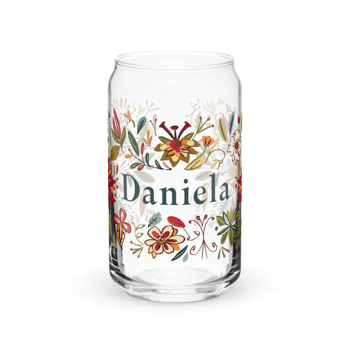 Daniela Exclusive Name Art Piece Can-Shaped Glass Home Office Work Mexican Spanish Pride Gift Cup One-Of-A-Kind Calligraphy Glass | D14 Mexicada 16 oz