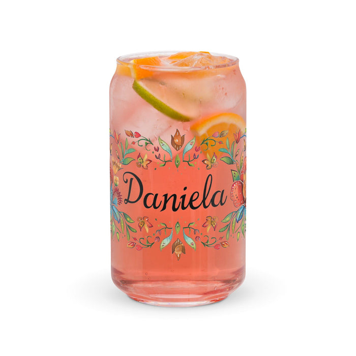 Daniela Exclusive Name Art Piece Can-Shaped Glass Home Office Work Mexican Spanish Pride Gift Cup One-Of-A-Kind Calligraphy Glass | D15 Mexicada