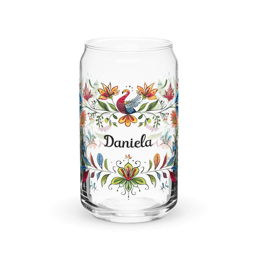 Daniela Exclusive Name Art Piece Can-Shaped Glass Home Office Work Mexican Spanish Pride Gift Cup One-Of-A-Kind Calligraphy Glass | D16 Mexicada 16 oz (No Lid No Straw)