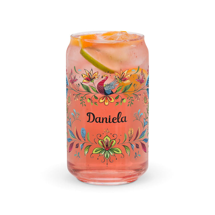 Daniela Exclusive Name Art Piece Can-Shaped Glass Home Office Work Mexican Spanish Pride Gift Cup One-Of-A-Kind Calligraphy Glass | D16 Mexicada