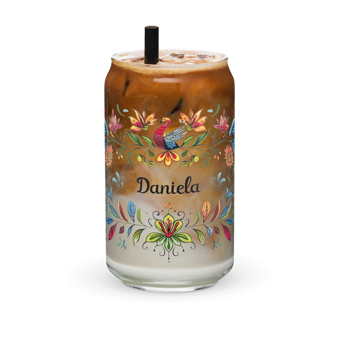 Daniela Exclusive Name Art Piece Can-Shaped Glass Home Office Work Mexican Spanish Pride Gift Cup One-Of-A-Kind Calligraphy Glass | D16 Mexicada