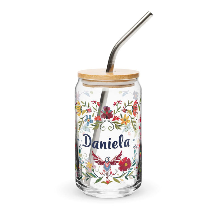 Daniela Exclusive Name Art Piece Can-Shaped Glass Home Office Work Mexican Spanish Pride Gift Cup One-Of-A-Kind Calligraphy Glass | D17 Mexicada 16 oz With Lid & Straw