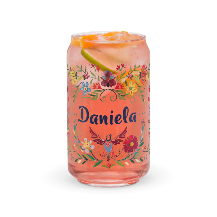 Daniela Exclusive Name Art Piece Can-Shaped Glass Home Office Work Mexican Spanish Pride Gift Cup One-Of-A-Kind Calligraphy Glass | D17 Mexicada