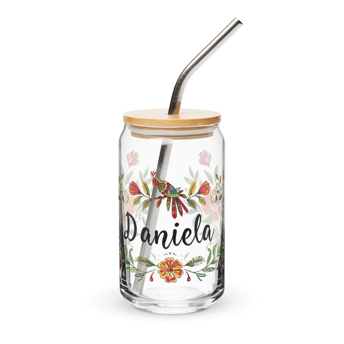 Daniela Exclusive Name Art Piece Can-Shaped Glass Home Office Work Mexican Spanish Pride Gift Cup One-Of-A-Kind Calligraphy Glass | D2 Mexicada 16 oz With Lid & Straw