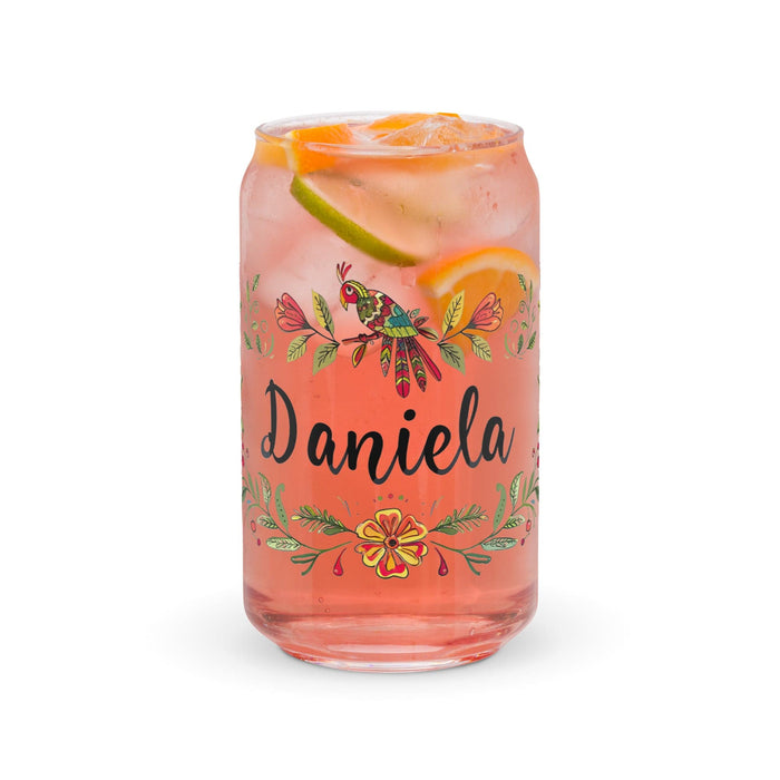 Daniela Exclusive Name Art Piece Can-Shaped Glass Home Office Work Mexican Spanish Pride Gift Cup One-Of-A-Kind Calligraphy Glass | D2 Mexicada