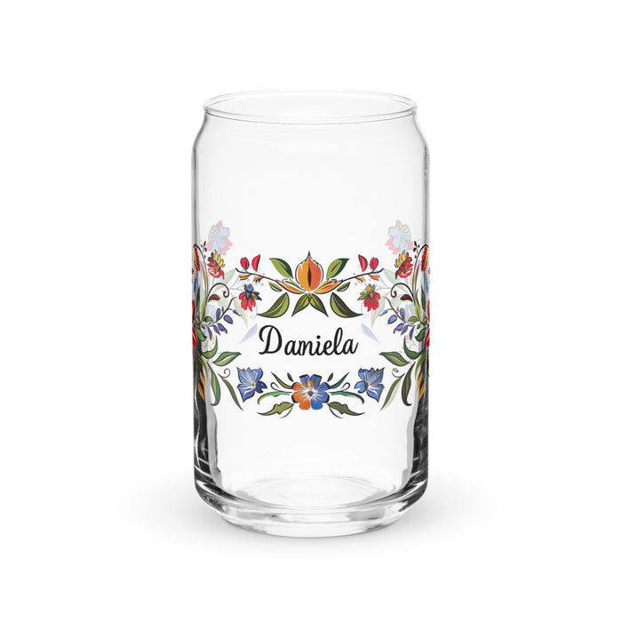 Daniela Exclusive Name Art Piece Can-Shaped Glass Home Office Work Mexican Spanish Pride Gift Cup One-Of-A-Kind Calligraphy Glass | D20 Mexicada 16 oz