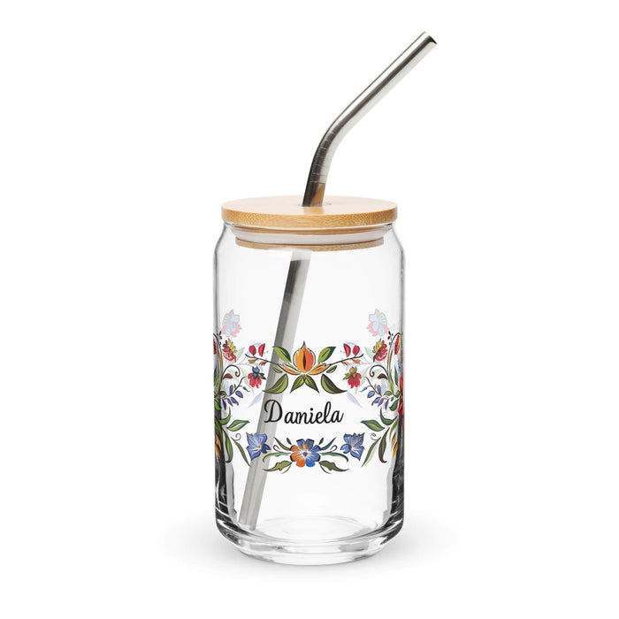 Daniela Exclusive Name Art Piece Can-Shaped Glass Home Office Work Mexican Spanish Pride Gift Cup One-Of-A-Kind Calligraphy Glass | D20 Mexicada 16 oz With Lid & Straw