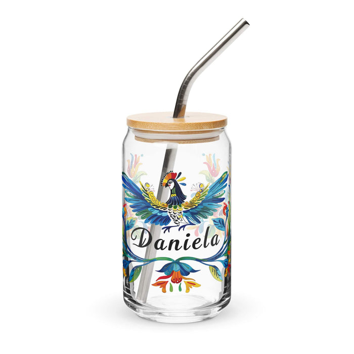 Daniela Exclusive Name Art Piece Can-Shaped Glass Home Office Work Mexican Spanish Pride Gift Cup One-Of-A-Kind Calligraphy Glass | D21 Mexicada 16 oz With Lid & Straw