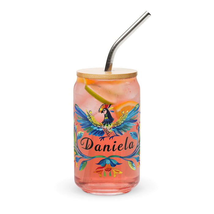 Daniela Exclusive Name Art Piece Can-Shaped Glass Home Office Work Mexican Spanish Pride Gift Cup One-Of-A-Kind Calligraphy Glass | D21 Mexicada