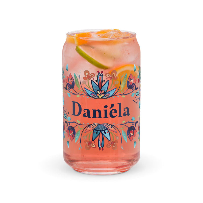 Daniela Exclusive Name Art Piece Can-Shaped Glass Home Office Work Mexican Spanish Pride Gift Cup One-Of-A-Kind Calligraphy Glass | D22 Mexicada