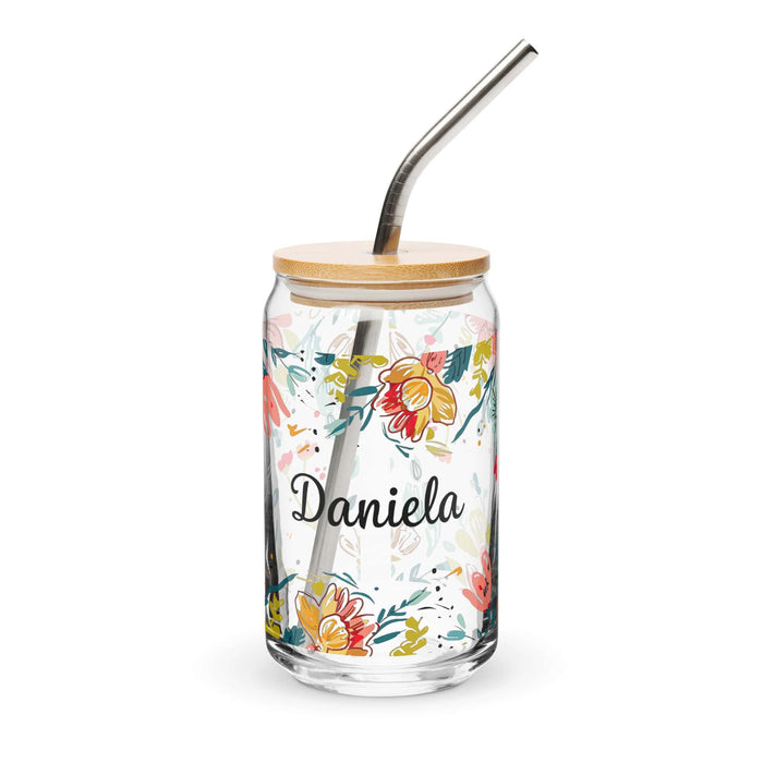 Daniela Exclusive Name Art Piece Can-Shaped Glass Home Office Work Mexican Spanish Pride Gift Cup One-Of-A-Kind Calligraphy Glass | D4 Mexicada 16 oz With Lid & Straw