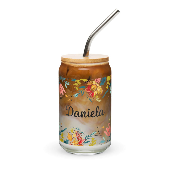 Daniela Exclusive Name Art Piece Can-Shaped Glass Home Office Work Mexican Spanish Pride Gift Cup One-Of-A-Kind Calligraphy Glass | D4 Mexicada