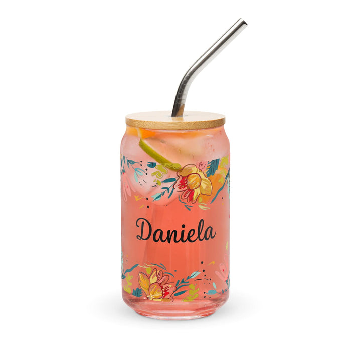 Daniela Exclusive Name Art Piece Can-Shaped Glass Home Office Work Mexican Spanish Pride Gift Cup One-Of-A-Kind Calligraphy Glass | D4 Mexicada