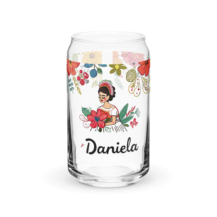 Daniela Exclusive Name Art Piece Can-Shaped Glass Home Office Work Mexican Spanish Pride Gift Cup One-Of-A-Kind Calligraphy Glass | D6 Mexicada 16 oz