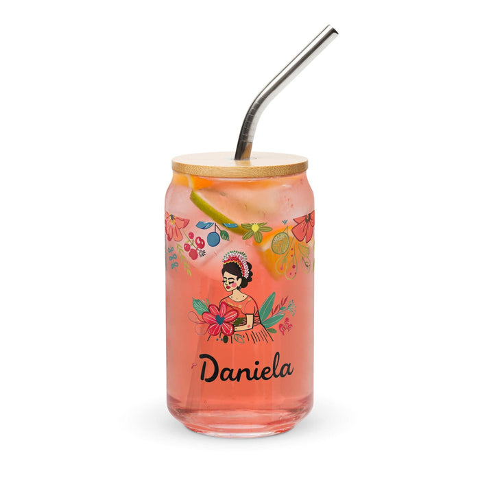 Daniela Exclusive Name Art Piece Can-Shaped Glass Home Office Work Mexican Spanish Pride Gift Cup One-Of-A-Kind Calligraphy Glass | D6 Mexicada