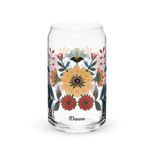 Danna Exclusive Name Art Piece Can-Shaped Glass Home Office Work Mexican Spanish Pride Gift Cup One-Of-A-Kind Calligraphy Glass | D1 Mexicada 16 oz