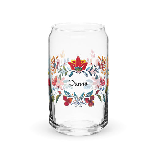 Danna Exclusive Name Art Piece Can-Shaped Glass Home Office Work Mexican Spanish Pride Gift Cup One-Of-A-Kind Calligraphy Glass | D11 Mexicada 16 oz