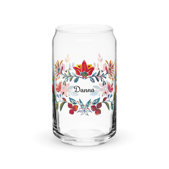 Danna Exclusive Name Art Piece Can-Shaped Glass Home Office Work Mexican Spanish Pride Gift Cup One-Of-A-Kind Calligraphy Glass | D11 Mexicada 16 oz