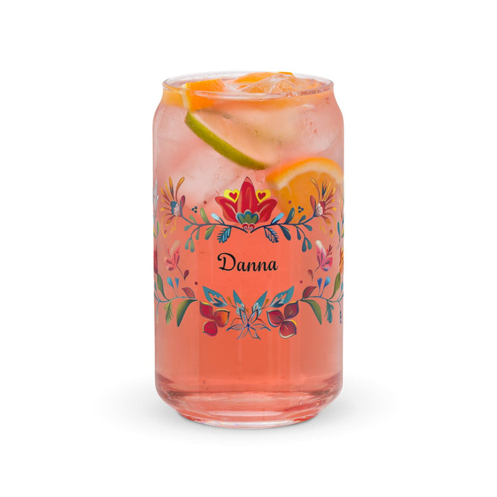 Danna Exclusive Name Art Piece Can-Shaped Glass Home Office Work Mexican Spanish Pride Gift Cup One-Of-A-Kind Calligraphy Glass | D11 Mexicada